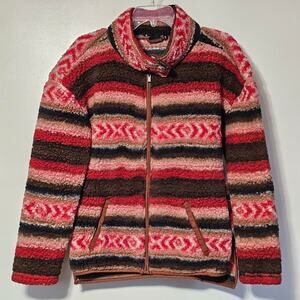 Cruel Girl Fleece Jacket Full Zip Sweater, Southwestern Print - Size Small